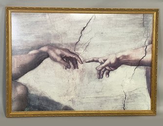 Large Michelangelo Print - Hands Of God And Adam - Professionally Framed