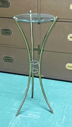Vintage Modern Glass And Metal Accent Table