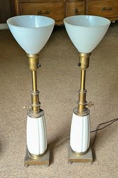 Pair Of Hollywood Regency Lenox Porcelain And Brass Stiffel Table Lamps