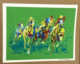 Ted Tanabe Horse Racing Silkscreen Print 'Homestretch'