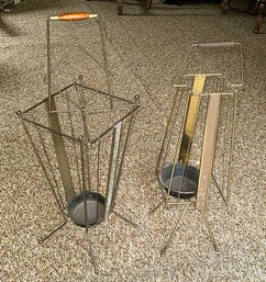 2 Different Vintage Modern Wire Magazine Rack Umbrella Stands