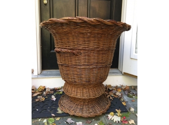 Large Double Handled Wicker Urn-Shaped Basket