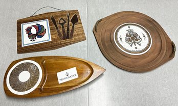Vintage MCM Hanging Cheese Board/Utensils, Georges Briard Serving Board, Charcuterie Board W/ Hot Plate