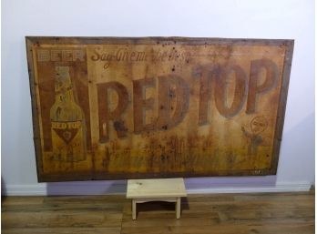 Large 1940's Red Top Beer Metal Sign
