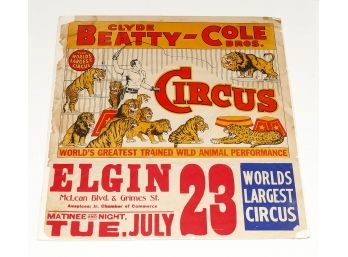 Vintage Clyde Beatty - Cole Bros Circus Lithograph Poster
