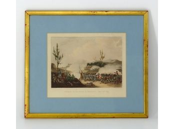 19th C Aquatint 'Attack On The Road To Bayonne - Dec 13th, 1813'