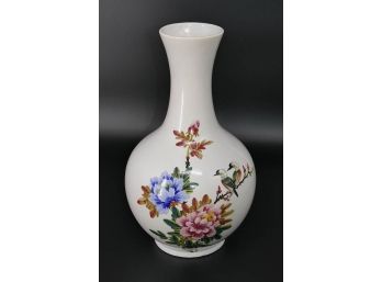 Large Taiwan ROC Flowers/Birds Ceramic Porcelain Vase - 17' Tall