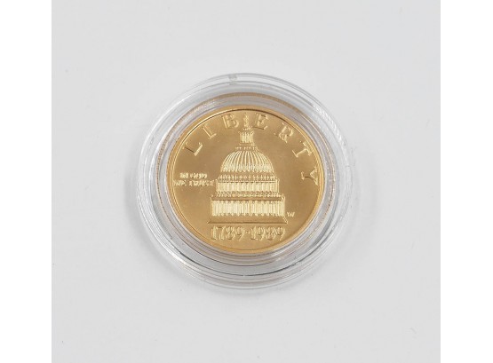 1989-W Congress $5 Gold Coin (Uncirculated) - West Point Mint - 90% Gold / 8.359 Grams