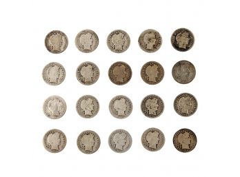 Lot Of 20 - US Barber Dimes - 1896-1916 - 90% Silver
