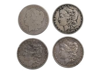 4 Morgan US Silver Dollars - 1879, 1889,  1882, 1890 (Lot #2)