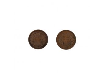 Lot Of Two - US 2 Cent Piece Coins - 1867 & 1868