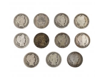Lot Of 11 US Barber Half Dollars (1898-1912) - 90% Silver