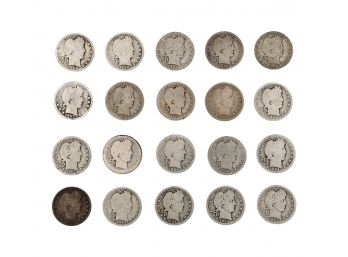 Lot Of 20 US Barber Quarters (1892 - 1915) - 90% Silver