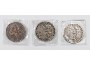 3 Morgan US Silver Dollars - 1883, 1884, 1889
