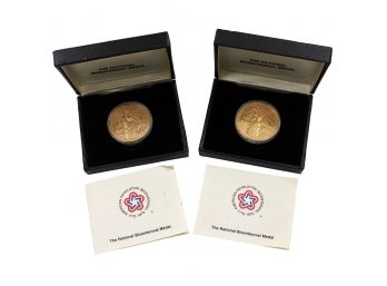 Pair Of 1976 National Bicentennial Medal Coins - Gold Plated