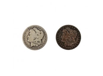 2 Morgan US Silver Dollars - 1901-O & 1900-O
