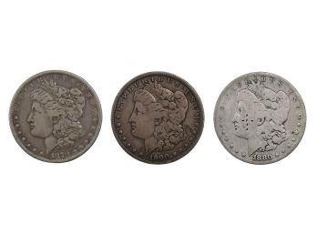 3 Morgan US Silver Dollars - 1879, 1900, 1880 (Lot #6)