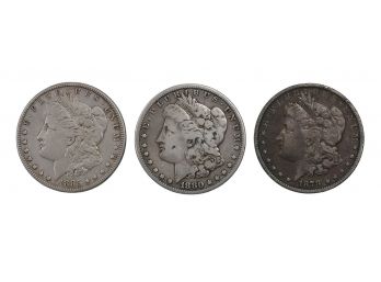 3 Morgan US Silver Dollars - 1885, 1880, 1878 (Lot #3)