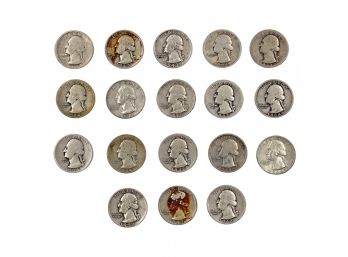 Lot Of 18 US Washington Quarters - 90% Silver - Years/Mints Include A 1932-D