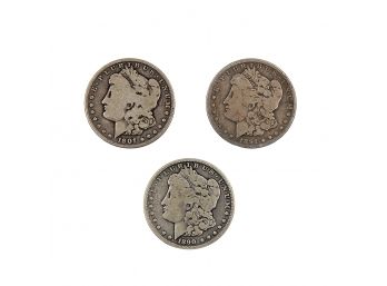 3 Morgan US Silver Dollars - 1901-O, 1891, And 1890-O