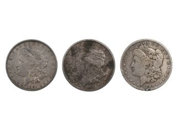 3 Morgan US Silver Dollars - 1891, 1921, 1882 (Lot #4)
