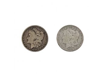 2 Morgan US Silver Dollars - 1901-O & 1890-O
