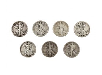 Lot Of 7 US Walking Liberty Half Dollars - 90% Silver