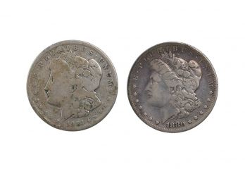 2 Morgan US Silver Dollars - 1921-S & 1880-S