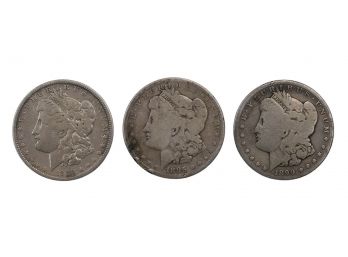 3 Morgan US Silver Dollars - 1889, 1885, 1899-S (Lot #2)