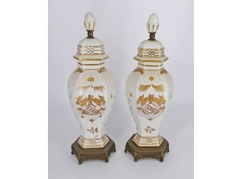 Pair Of Antique French Sevres Porcelain Urns - Signed Luc