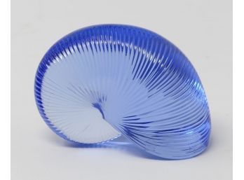 Baccarat Crystal Nautilus Sculpture / Paperweight - In Cornflower Blue - Never Used In Box