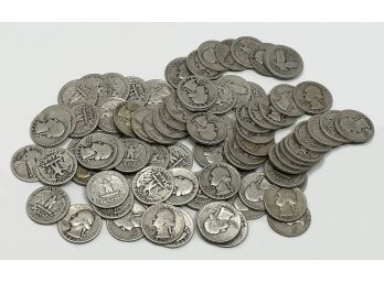 Lot Of 84 Silver US Quarters (1934-1953) - 90 Percent Pure Silver (511.83 Grams / 18.05 Ounces)