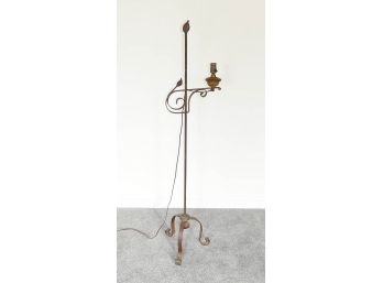 Vintage Wrought Iron Torchiere Candle Stand Converted To Electric