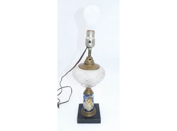 Antique Composite Oil Lamp Electric Conversion