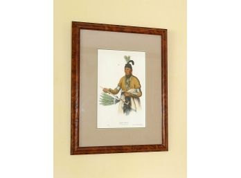 1870 Hand-Colored Lithograph Of Naw-Kaw, A Winnebago Chief