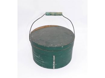 Antique Green Painted Bail-Handled Wood Pantry Box