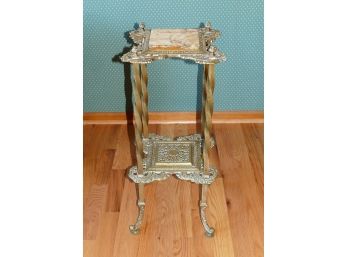 Victorian Brass, Gilt Metal, And Onyx Plant Stand