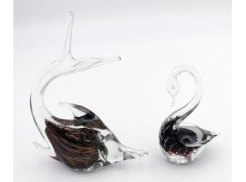 2 Italian Glass Animal Figurines - Murano