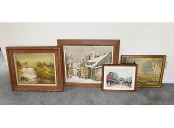 4 Original Early/Mid 20th C. Paintings Including An Original By Maurice Ultrillo