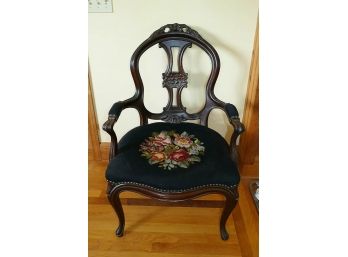 Vander Ley Brothers Carved Wood Needlepoint Victorian Splat Chair