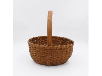 Northeastern Split Black Ash Basket With Fixed Wood Handle