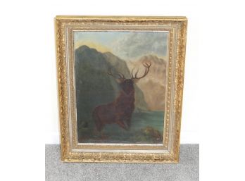 19th C. American School Oil On Canvas - Moose