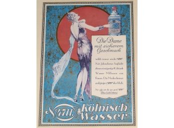 Vintage Kolnisch Wasser Cologne Framed Advertisement