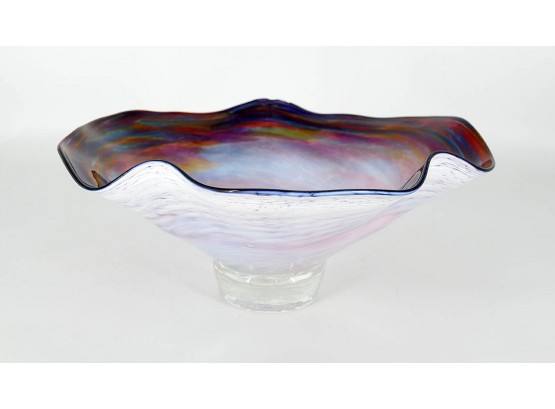 Wimberley Glassworks Handblown Art Glass Cast Base Bowl