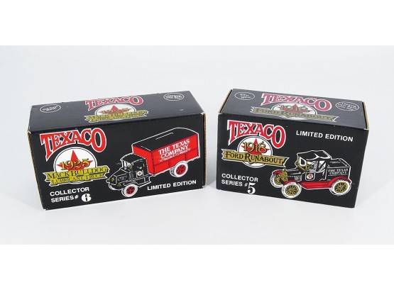 2 Different Ertl Collector Series Texaco Die-Cast Metal Truck Banks - New In Box