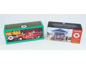 2 Different Ertl Collector Series Texaco Die-Cast Metal Truck Banks - New In Box