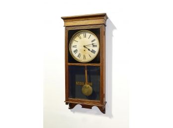 Antique Sessions Oak Regulator Wall Clock - In Working Condition