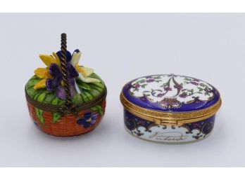 2 Pill/Trinket Boxes - Limoges & Queen Victoria - Damage