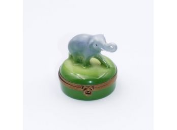 Limoges France Porcelain Elephant Pill Trinket Box
