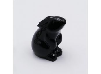 BACCARAT France Crystal Sitting Rabbit Figurine - In Black